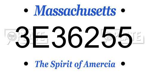 3E36255 Massachusetts License Plate
