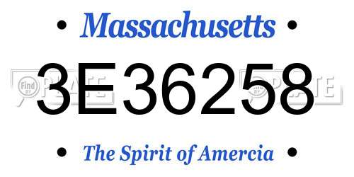3E36258 Massachusetts License Plate