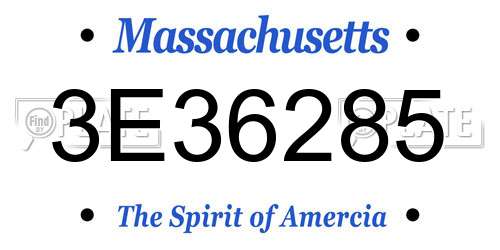 3E36285 Massachusetts License Plate