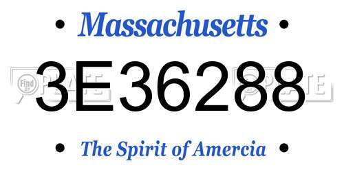 3E36288 Massachusetts License Plate
