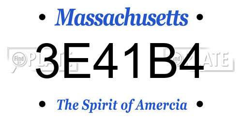 3E41B4 Massachusetts License Plate