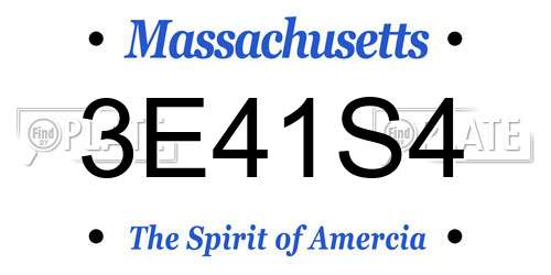 3E41S4 Massachusetts License Plate