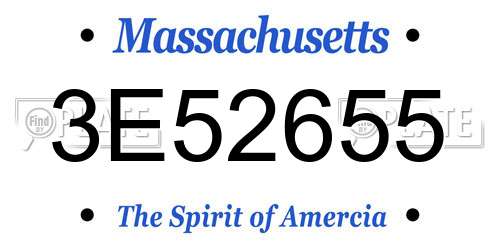 3E52655 Massachusetts License Plate