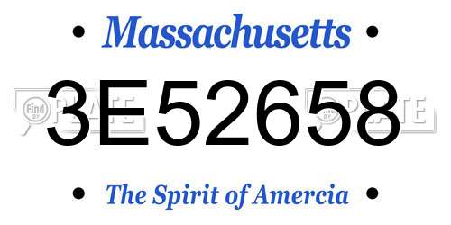 3E52658 Massachusetts License Plate