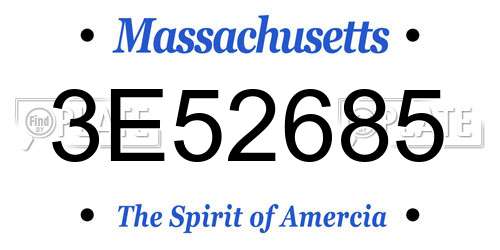 3E52685 Massachusetts License Plate
