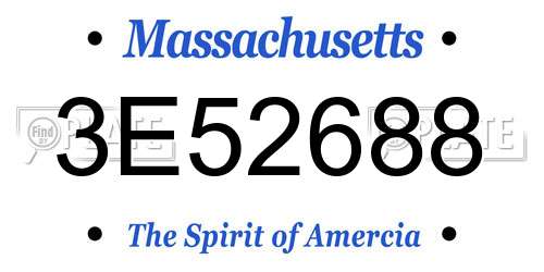 3E52688 Massachusetts License Plate