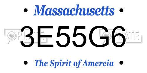 3E55G6 Massachusetts License Plate