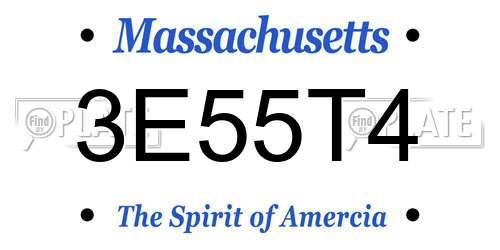 3E55T4 Massachusetts License Plate