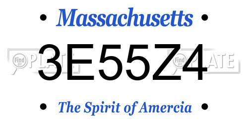 3E55Z4 Massachusetts License Plate