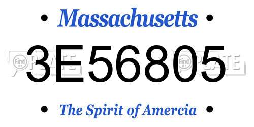 3E56805 Massachusetts License Plate