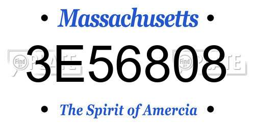 3E56808 Massachusetts License Plate