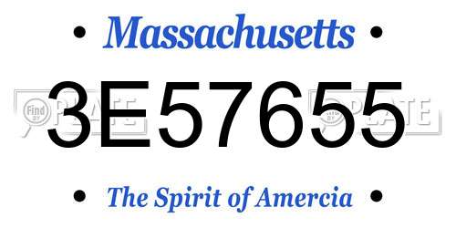 3E57655 Massachusetts License Plate
