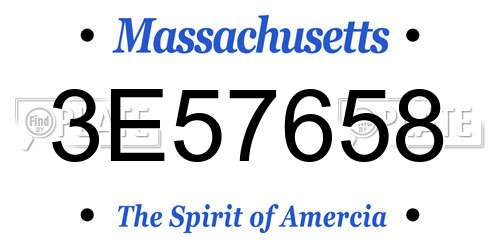 3E57658 Massachusetts License Plate
