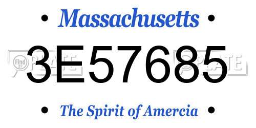 3E57685 Massachusetts License Plate