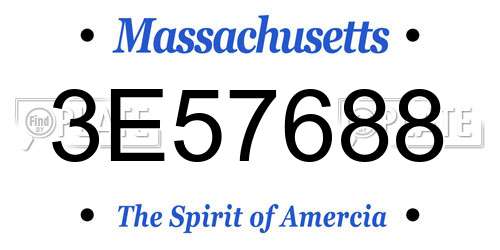 3E57688 Massachusetts License Plate