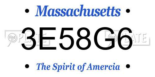 3E58G6 Massachusetts License Plate