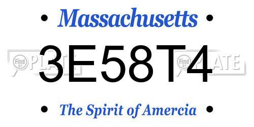 3E58T4 Massachusetts License Plate