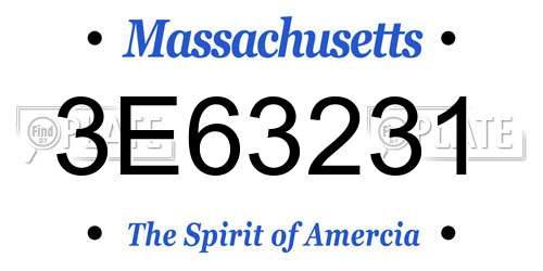 3E63231 Massachusetts License Plate