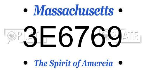 3E6769 Massachusetts License Plate