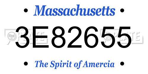 3E82655 Massachusetts License Plate