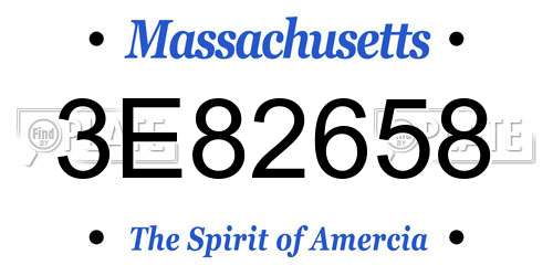 3E82658 Massachusetts License Plate