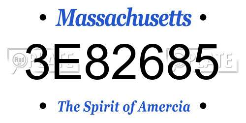 3E82685 Massachusetts License Plate