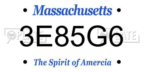 3E85G6 Massachusetts License Plate