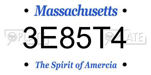 3E85T4 Massachusetts License Plate