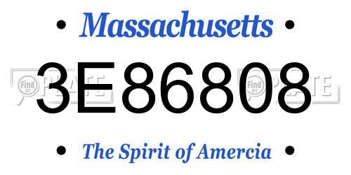 3E86808 Massachusetts License Plate
