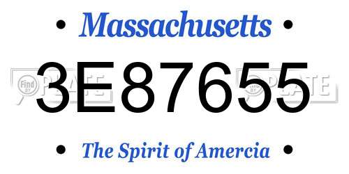 3E87655 Massachusetts License Plate