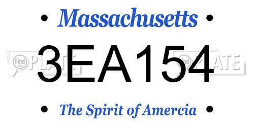 3EA154 Massachusetts License Plate