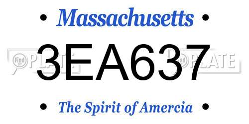 3EA637 Massachusetts License Plate