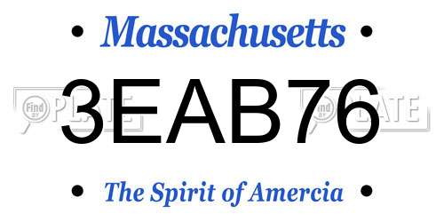 3EAB76 Massachusetts License Plate