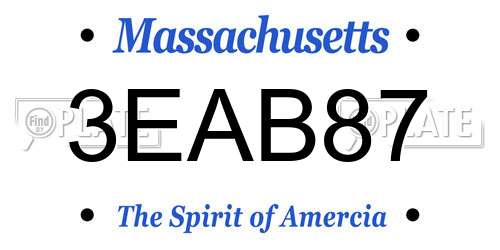 3EAB87 Massachusetts License Plate