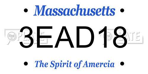 3EAD18 Massachusetts License Plate