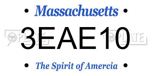 3EAE10 Massachusetts License Plate