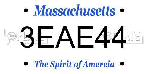 3EAE44 Massachusetts License Plate