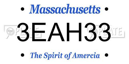 3EAH33 Massachusetts License Plate