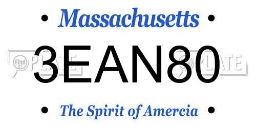 3EAN80 Massachusetts License Plate