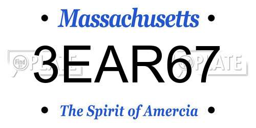 3EAR67 Massachusetts License Plate