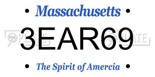 3EAR69 Massachusetts License Plate