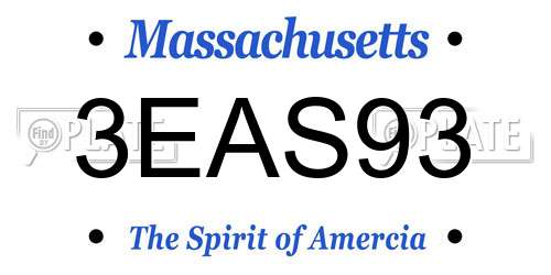 3EAS93 Massachusetts License Plate