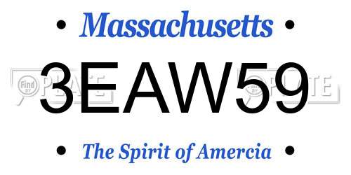 3EAW59 Massachusetts License Plate