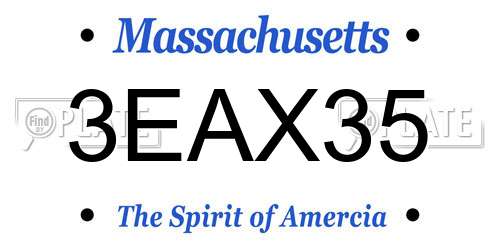3EAX35 Massachusetts License Plate