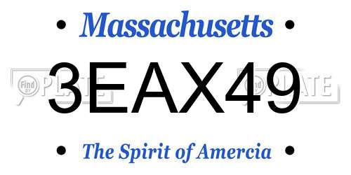 3EAX49 Massachusetts License Plate
