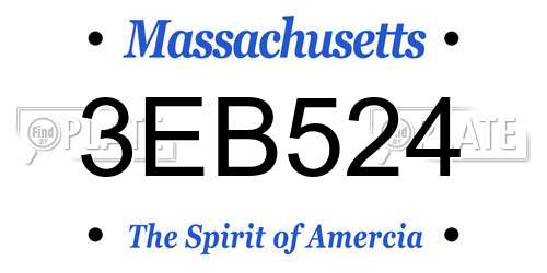 3EB524 Massachusetts License Plate