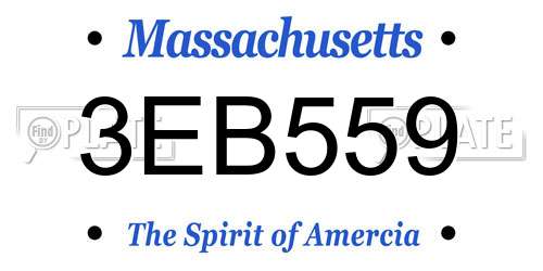3EB559 Massachusetts License Plate