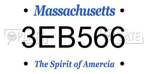 3EB566 Massachusetts License Plate