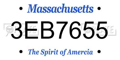 3EB7655 Massachusetts License Plate
