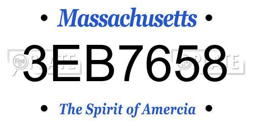 3EB7658 Massachusetts License Plate